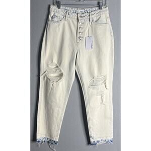 Vervet 29 Jeans 90s Y2K Flare Distressed Raw Hem Retro Grunge Button Fly Momcore